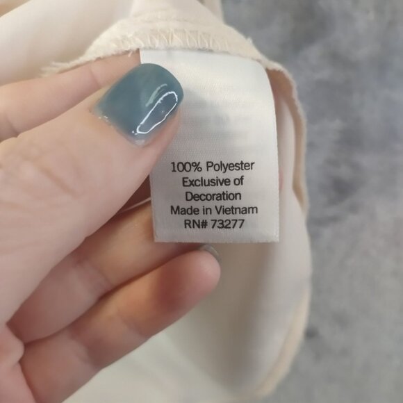 LC Lauren Conrad Women Scallop Trim Cami Tank Top‎ XS Cream Sheer Romantic Boho - Picture 8 of 10